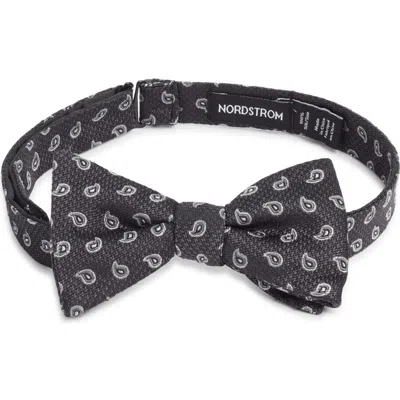 Nordstrom Paisley Jacquard Pre-tied Silk Bow Tie In Black