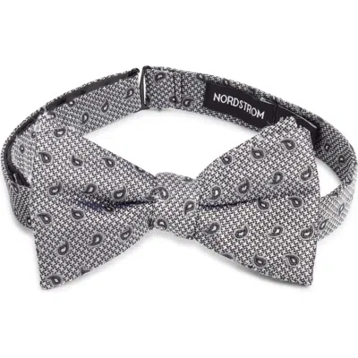 Nordstrom Paisley Jacquard Pre-tied Silk Bow Tie In Gray