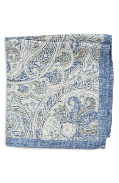 Nordstrom Paisley Silk Pocket Square In Blue