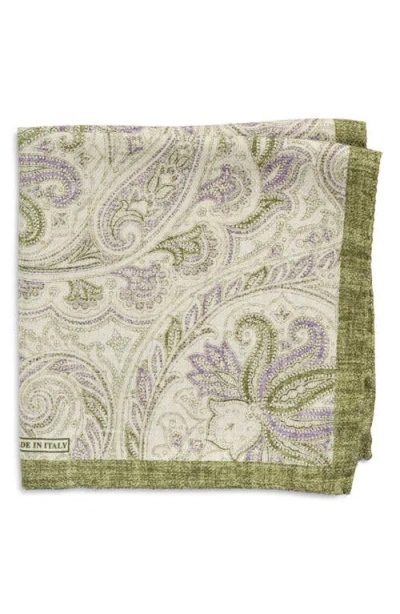 Nordstrom Paisley Silk Pocket Square In Green