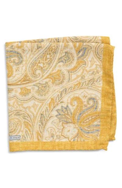 Nordstrom Paisley Silk Pocket Square In Yellow