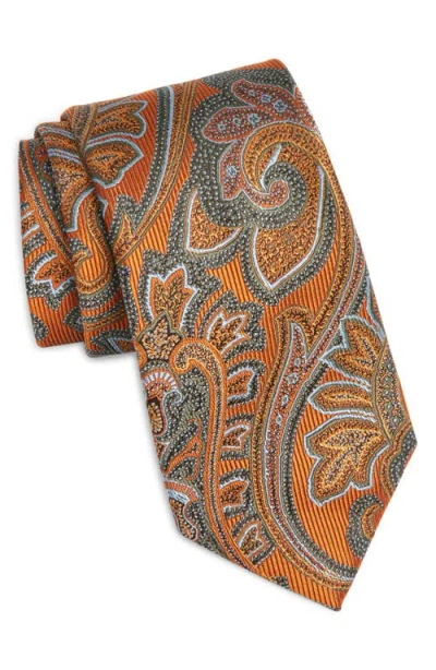 Nordstrom Paisley Silk Tie In Orange