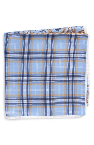 Nordstrom Panel Silk Pocket Square In Blue