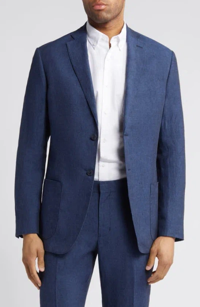 Nordstrom Patch Pocket Linen Sport Coat In Navy Blazer