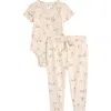 Nordstrom Babies'  Patterned Cotton Romper & Joggers Set In Pink