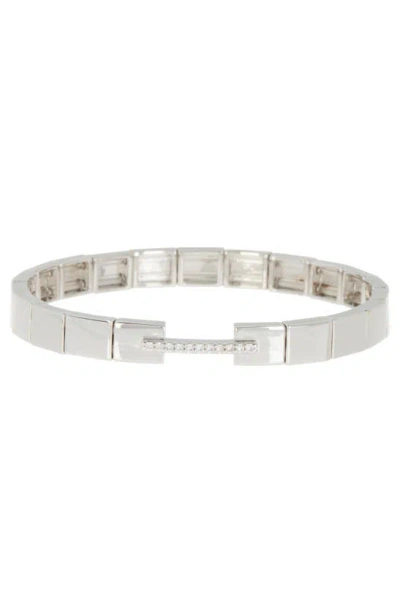 Nordstrom Pavé Bar Stretch Bracelet In Clear- Silver