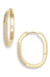Nordstrom Pavé Cubic Zirconia Elongated Hoop Earrings In Clear- Gold