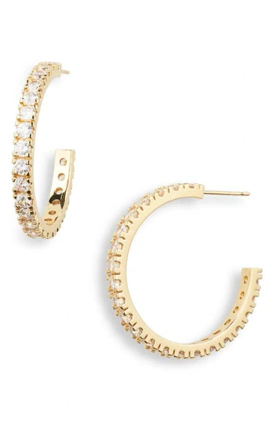 Nordstrom Pavé Cubic Zirconia Hoop Earrings In Clear- Gold
