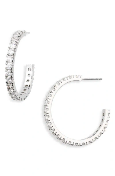 Nordstrom Pavé Cubic Zirconia Hoop Earrings In Clear- Silver