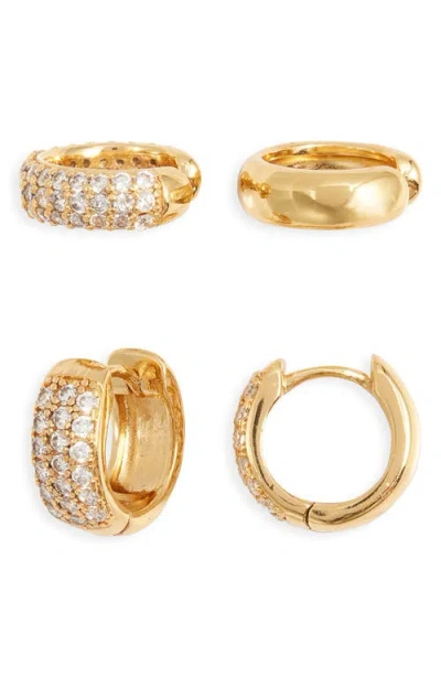 Nordstrom Pavé Cubic Zirconia Huggie & Ear Cuff Set In Gold