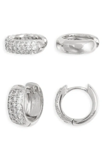 Nordstrom Pavé Cubic Zirconia Huggie & Ear Cuff Set In Metallic