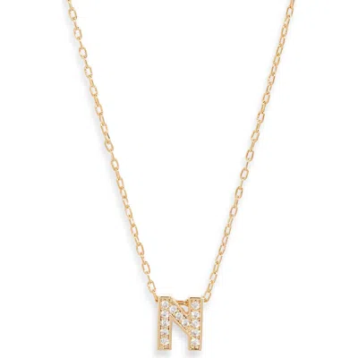 Nordstrom Pavé Cubic Zirconia Initial Necklace In Gold