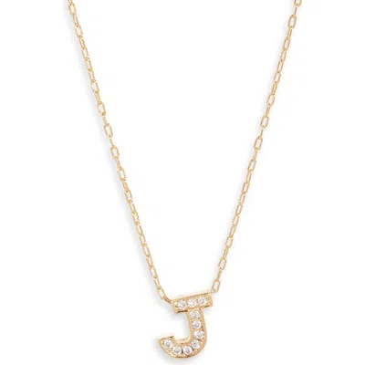 Nordstrom Pavé Cubic Zirconia Initial Necklace In Gold