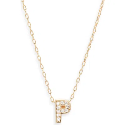 Nordstrom Pavé Cubic Zirconia Initial Necklace In Gold