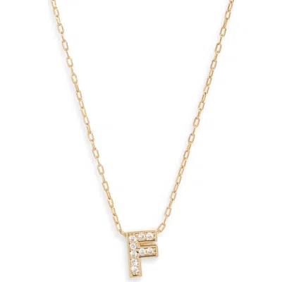 Nordstrom Pavé Cubic Zirconia Initial Necklace In Gold