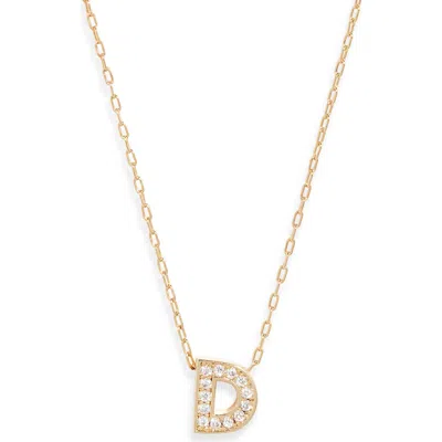 Nordstrom Pavé Cubic Zirconia Initial Necklace In Gold