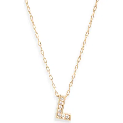 Nordstrom Pavé Cubic Zirconia Initial Necklace In Gold