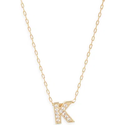 Nordstrom Pavé Cubic Zirconia Initial Necklace In Gold