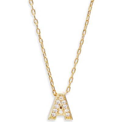 Nordstrom Pavé Cubic Zirconia Initial Necklace In Gold