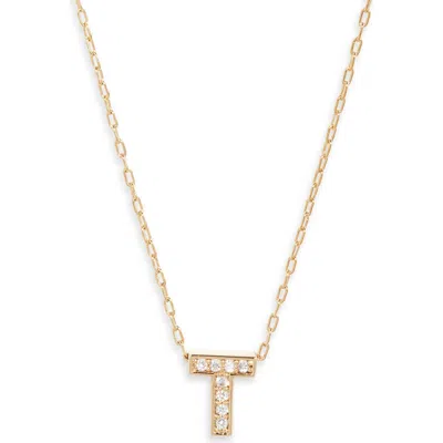 Nordstrom Pavé Cubic Zirconia Initial Necklace In Gold
