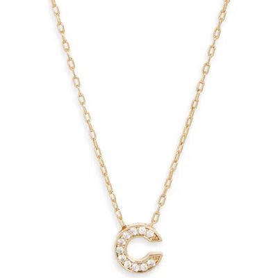 Nordstrom Pavé Cubic Zirconia Initial Necklace In Gold