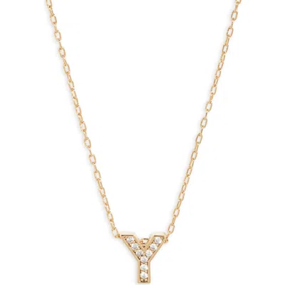 Nordstrom Pavé Cubic Zirconia Initial Necklace In Gold