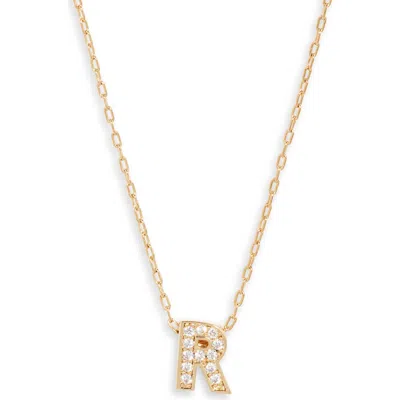 Nordstrom Pavé Cubic Zirconia Initial Necklace In Gold