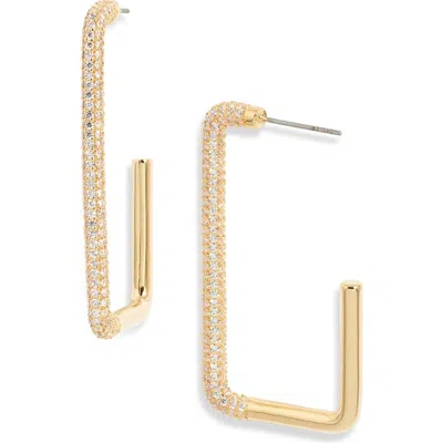 Nordstrom Pavé Cubic Zirconia Rectangle Hoop Earrings In Clear- Gold