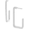 Nordstrom Pavé Cubic Zirconia Rectangle Hoop Earrings In Clear- Silver