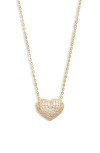 Nordstrom Pavé Heart Pendant Necklace In Clear- Gold