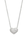 Nordstrom Pavé Heart Pendant Necklace In Clear- Silver