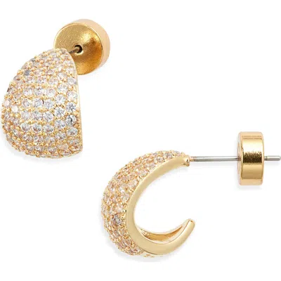 Nordstrom Pavé Huggie Hoop Earrings In Brown