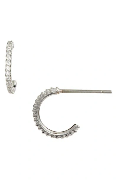 Nordstrom Pavé Huggie Hoop Earrings In Clear- Silver