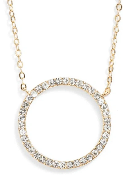 Nordstrom Pavé Open Circle Pendant Necklace In Clear- Gold