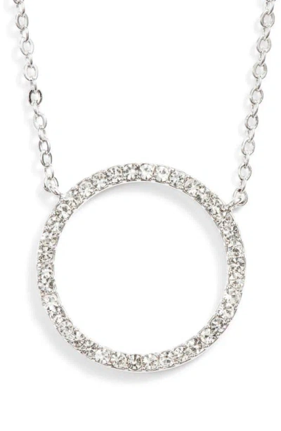 Nordstrom Pavé Open Circle Pendant Necklace In Clear- Silver