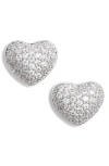 Nordstrom Pavé Tiny Heart Earrings In Clear- Silver