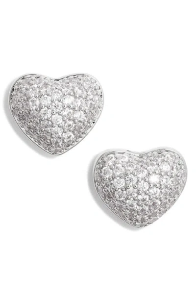 Nordstrom Pavé Tiny Heart Earrings In Clear- Silver