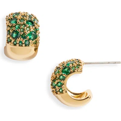 Nordstrom Pavé Wide Hoop Earrings In Emerald- Gold