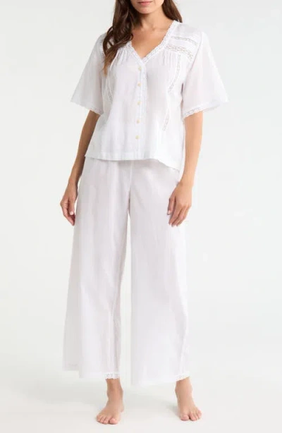 Nordstrom Peached Cotton Lawn Pajama Set In White
