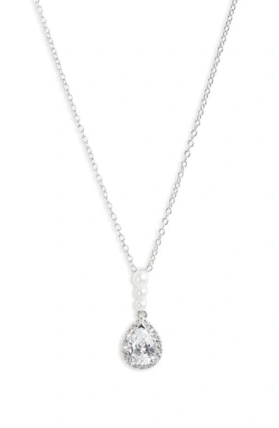 Nordstrom Pear Cubic Zirconia Pendant Necklace In Platinum Plated