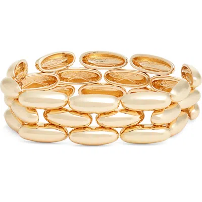 Nordstrom Pebble Link Wide Stretch Bracelet In Gold