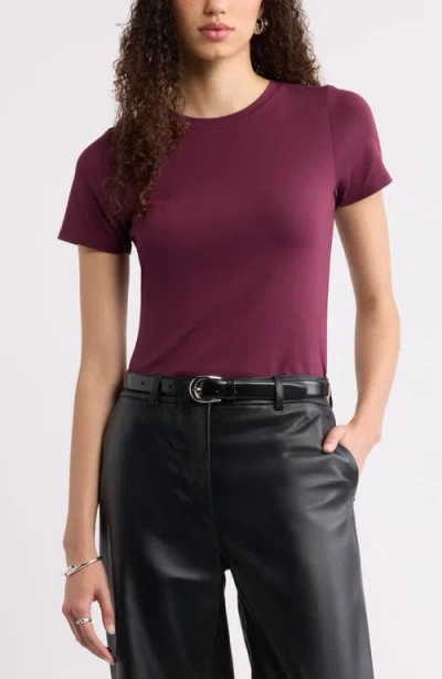 Nordstrom Pima Cotton Blend Crewneck T-shirt In Burgundy
