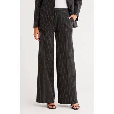 Nordstrom Pinstripe Wide Leg Pants In Black