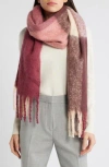 Nordstrom Plaid Brushed Fringed Scarf