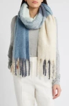 Nordstrom Plaid Brushed Fringed Scarf