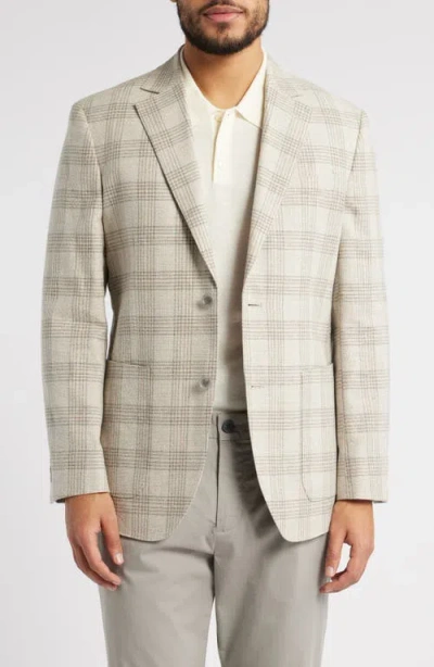 Nordstrom Plaid Cotton & Linen Blend Sport Coat In Beige Marco Grid