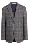 Nordstrom Plaid Cotton & Linen Blend Sport Coat In Navy Francesco Plaid