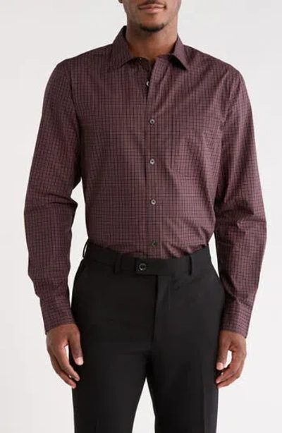 Nordstrom Plaid Cotton Poplin Button-up Shirt In Burgundy