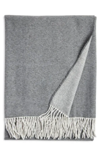 Nordstrom Plaid Fringe Throw Blanket In Gray