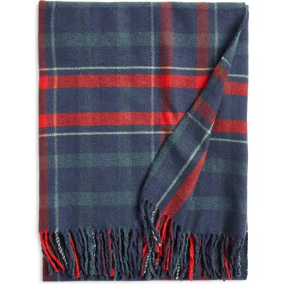 Nordstrom Plaid Fringe Throw Blanket In Navy Ansel Plaid
